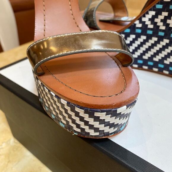 Coach Brand Navy and White Wedges - Picture 3 of 5